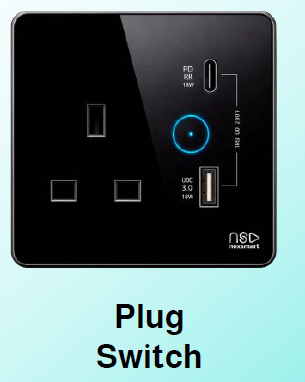 مقبس حائط ذكي UK مع شاحن Type-C | NEXSW-SB-Z